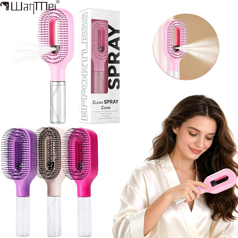 Oil Mister Spray Bottle - 2 in 1 Sprayer Hairbrush Detangling