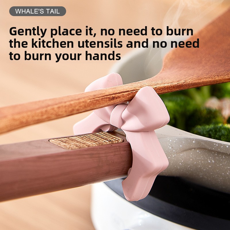Kitchen Gadgets Rack Storage - Bowknot Silicone Kitchen Utensil Rest Anti