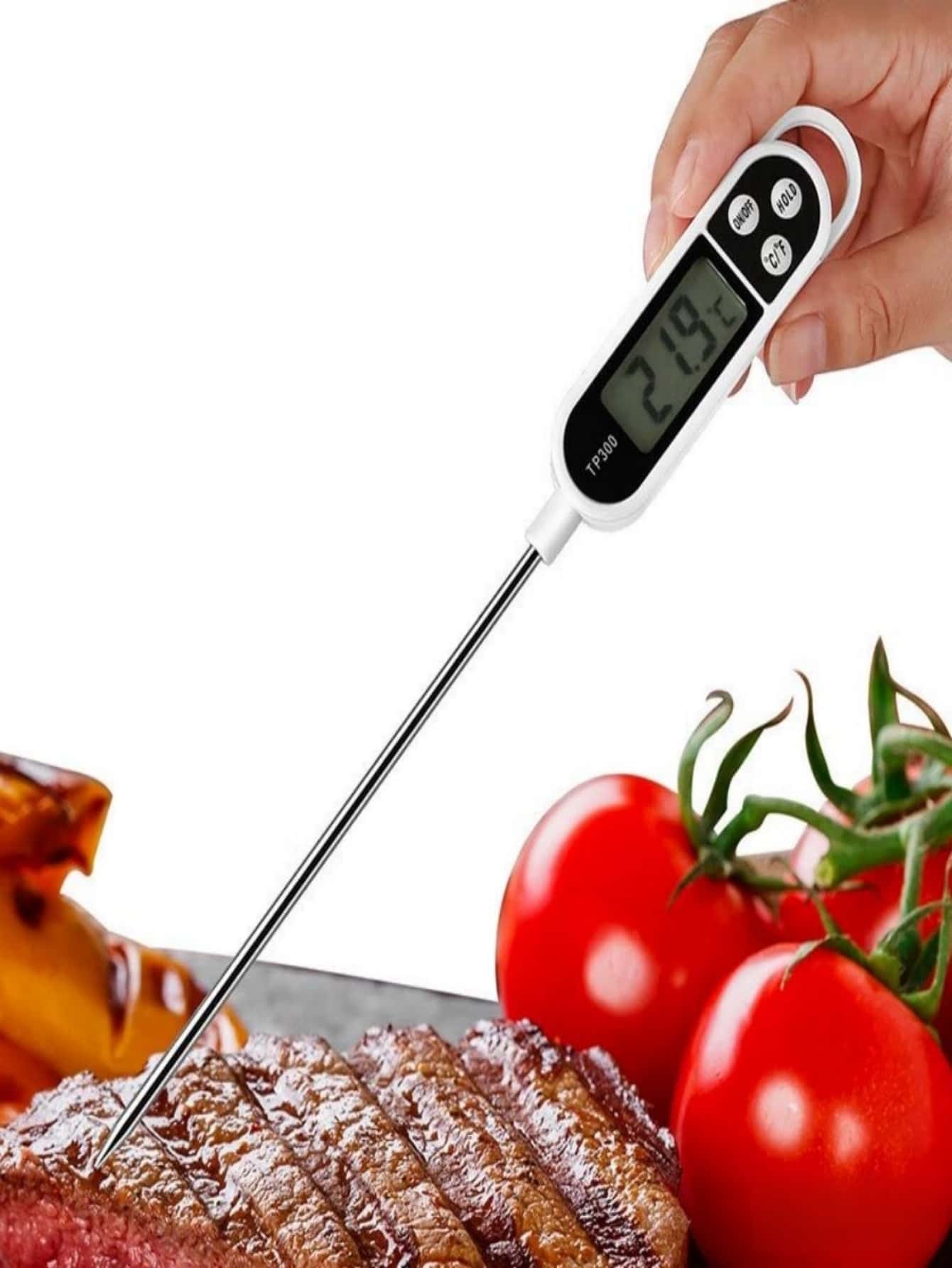 Meat Thermometer - 1pc Stainless Steel Digital Food Thermometer
