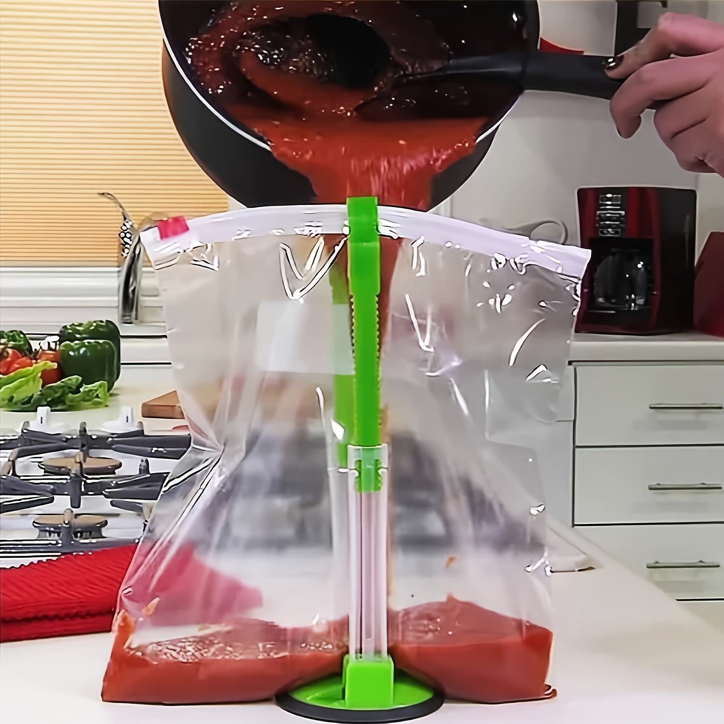 Zipper Bag Holder Plastic Adju - Kitchen Gadgets Rack Storage บทวิจารณ์และราคา