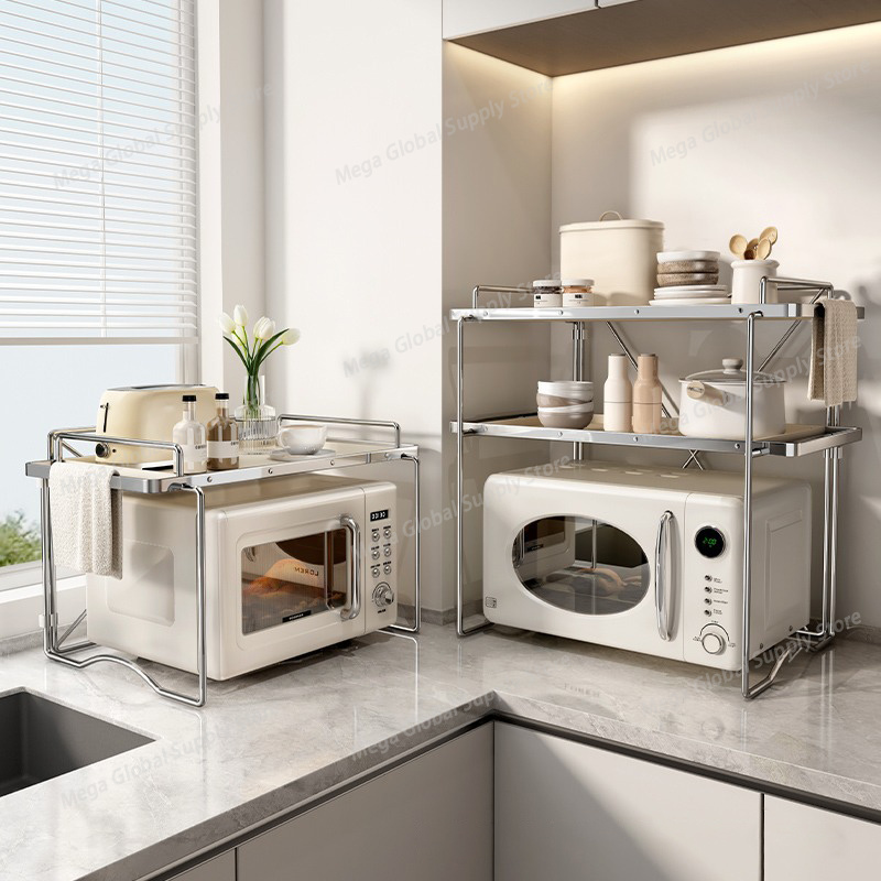 2-layer Microwave Oven Storage - Kitchen Gadgets Rack Storage บทวิจารณ์และราคา