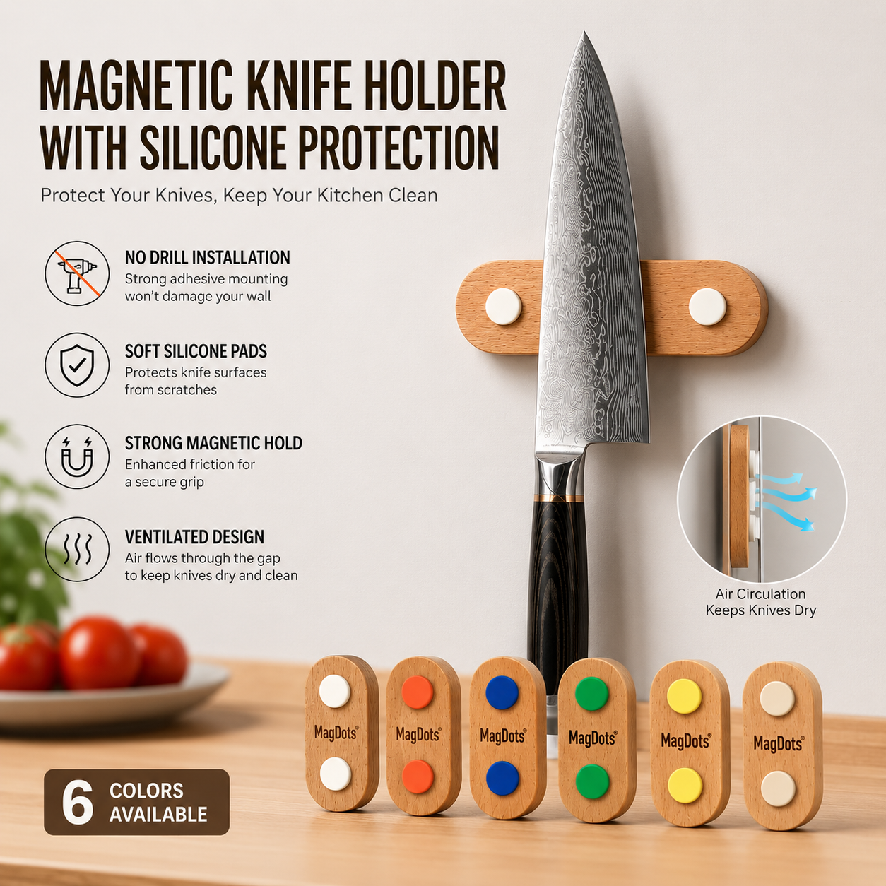 Silicone Magnetic Kitchen Knif - Magnetic Knife Strip บทวิจารณ์และราคา