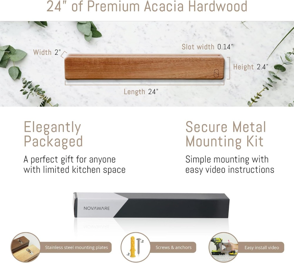 Premium 24 inch Magnetic Knife - Magnetic Knife Strip บทวิจารณ์และราคา