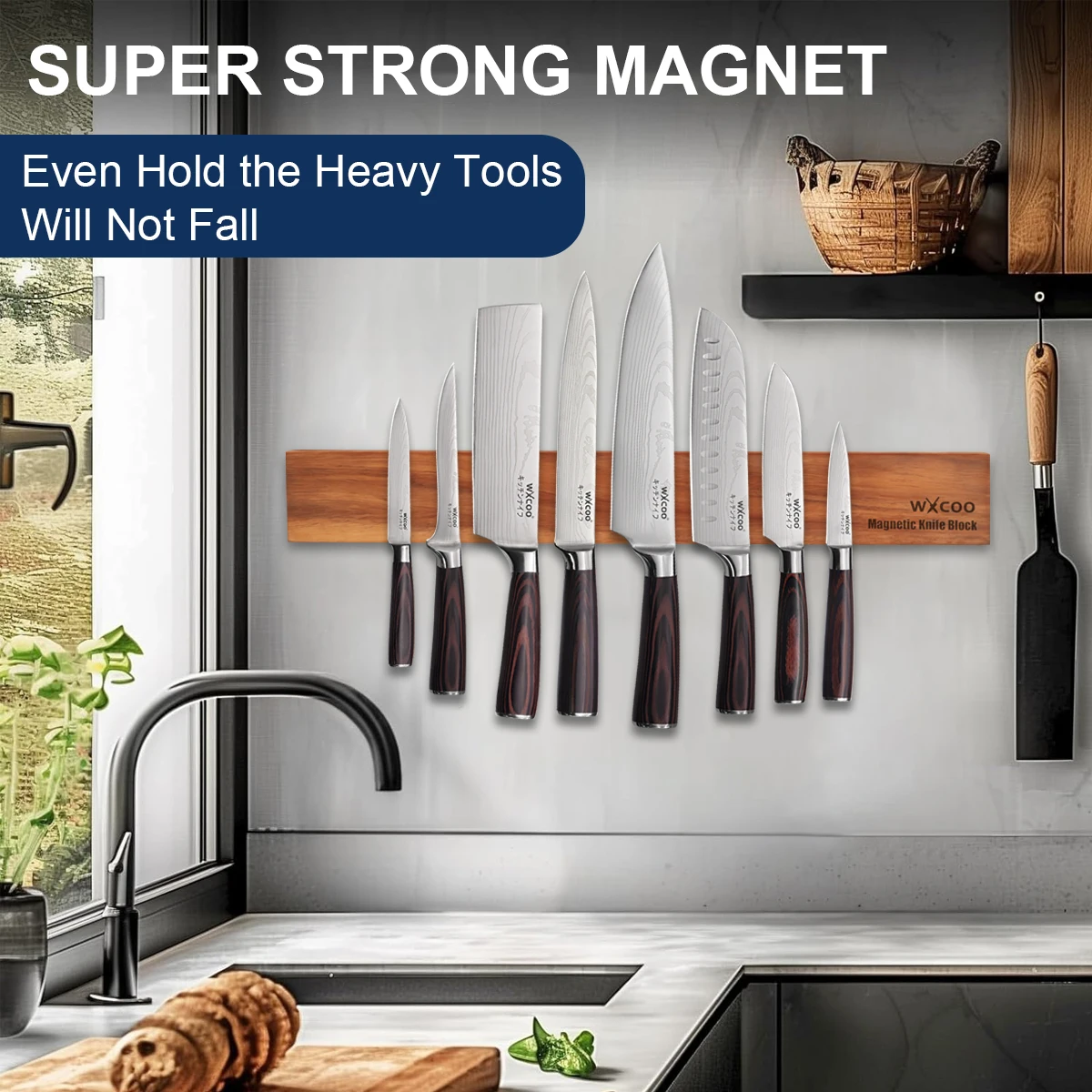 Acacia Wood Magnetic Knife Hol - Magnetic Knife Strip บทวิจารณ์และราคา