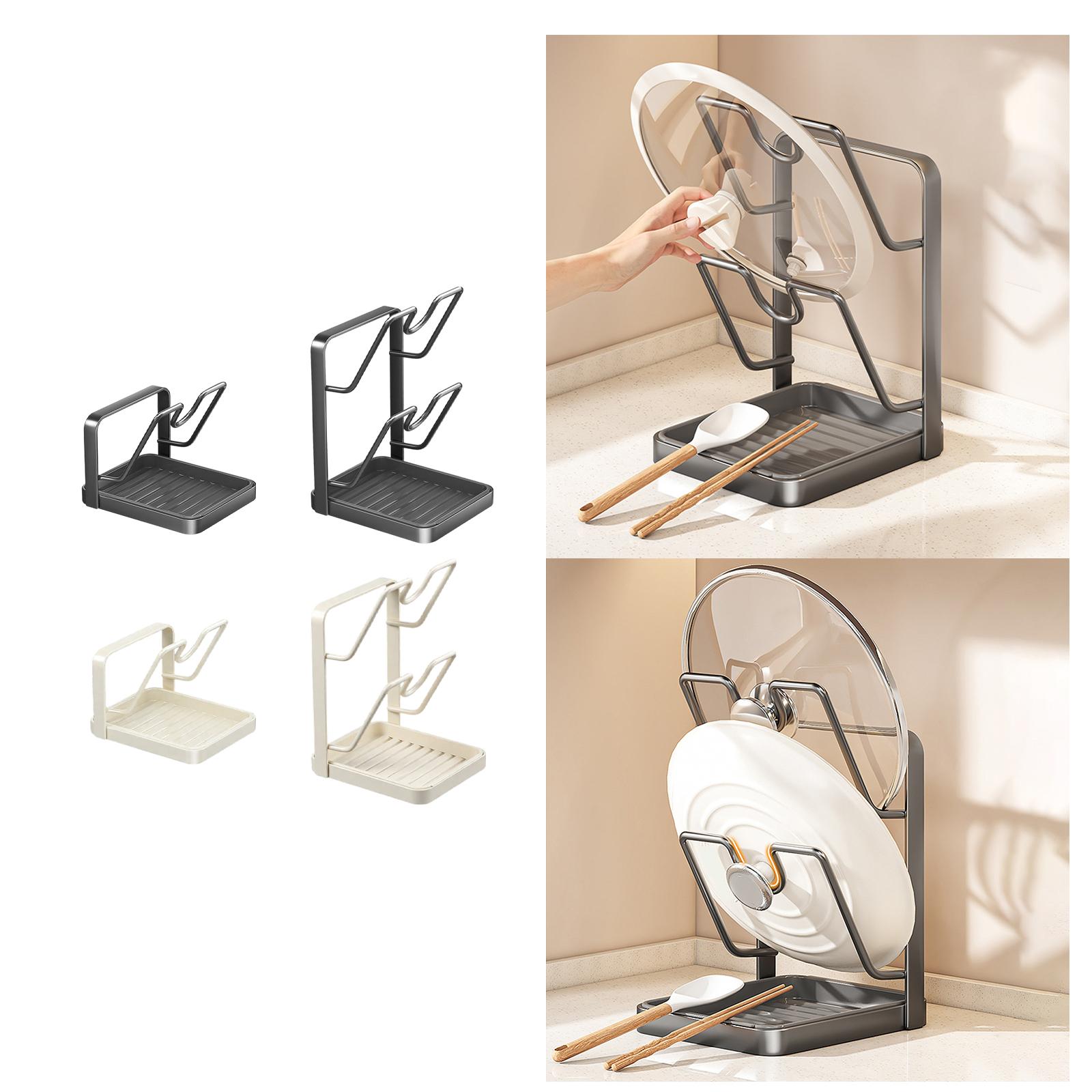 Pot Lid Storage Rack with Drip - Kitchen Gadgets Rack Storage บทวิจารณ์และราคา