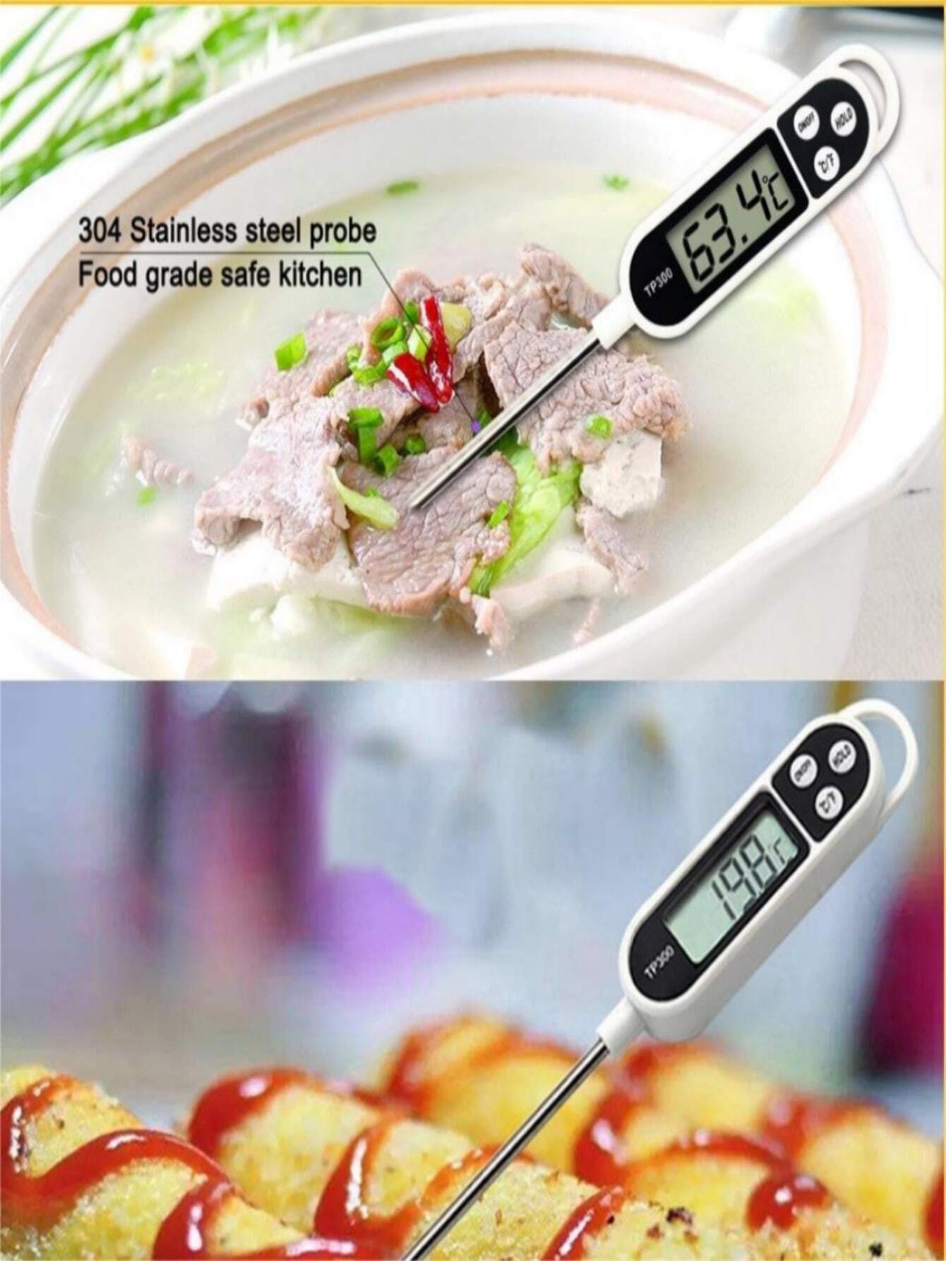 1pc Stainless Steel Digital Fo - Meat Thermometer บทวิจารณ์และราคา