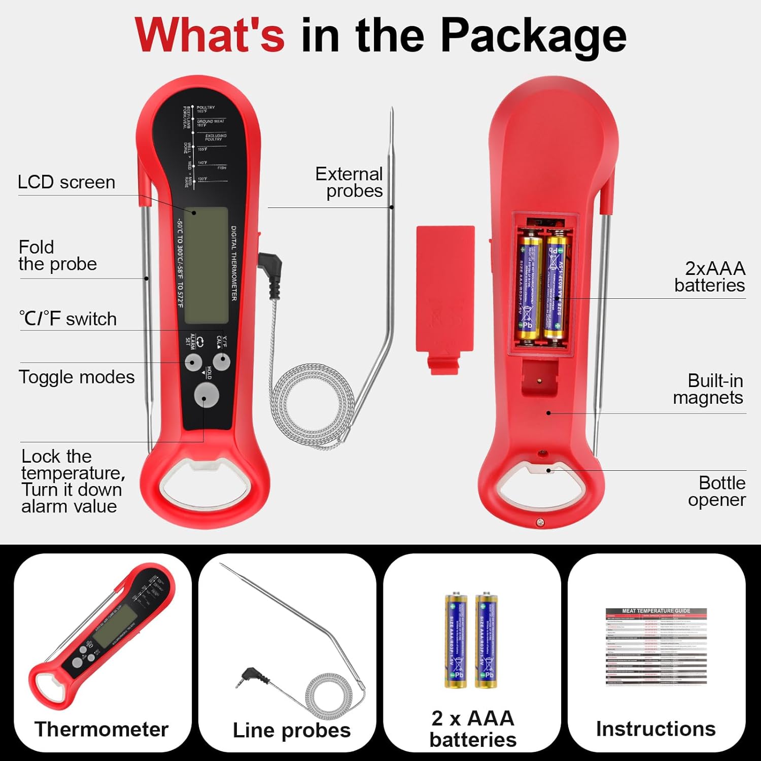 Long Cable Professional Meat T - Meat Thermometer บทวิจารณ์และราคา