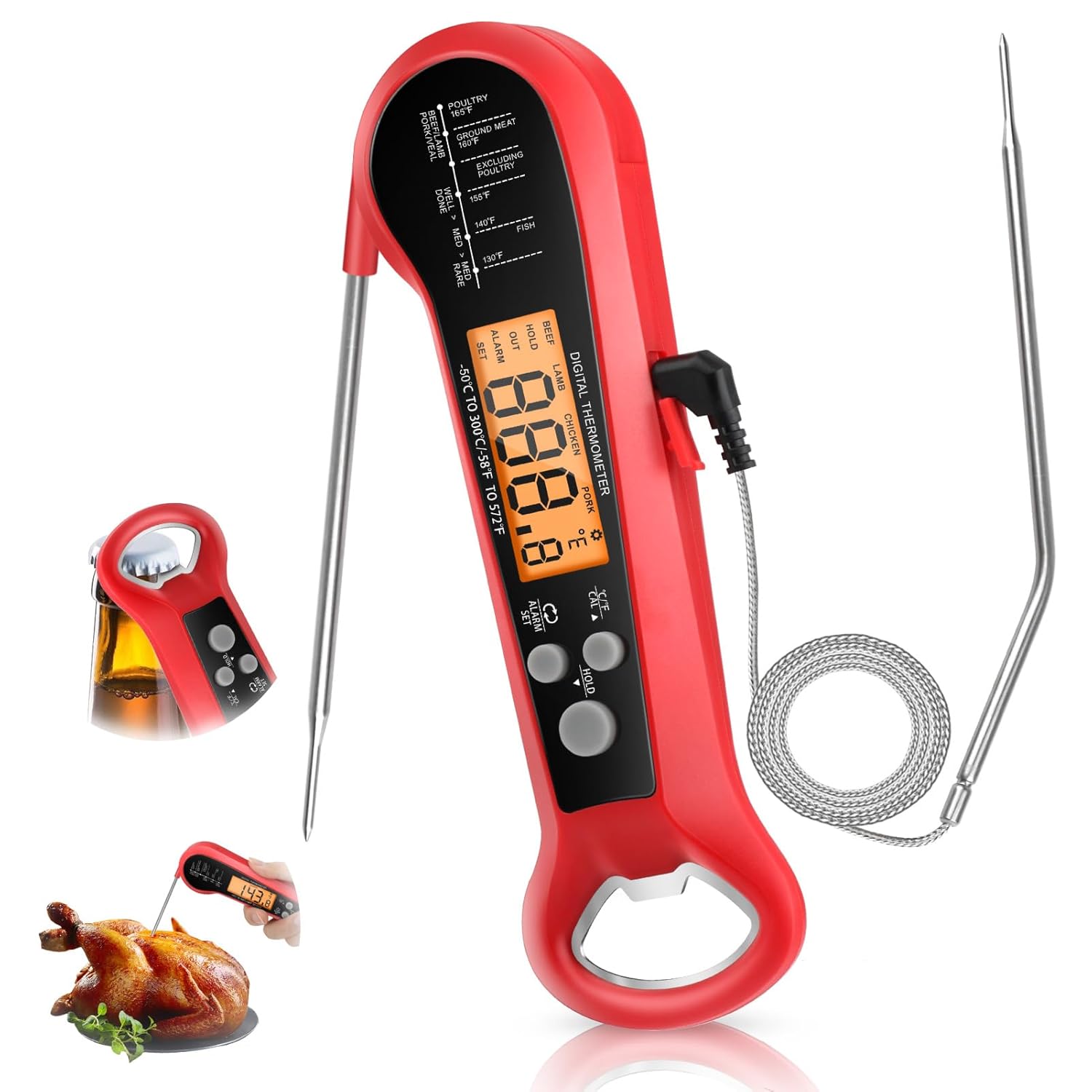 Long Cable Professional Meat T - Meat Thermometer บทวิจารณ์และราคา